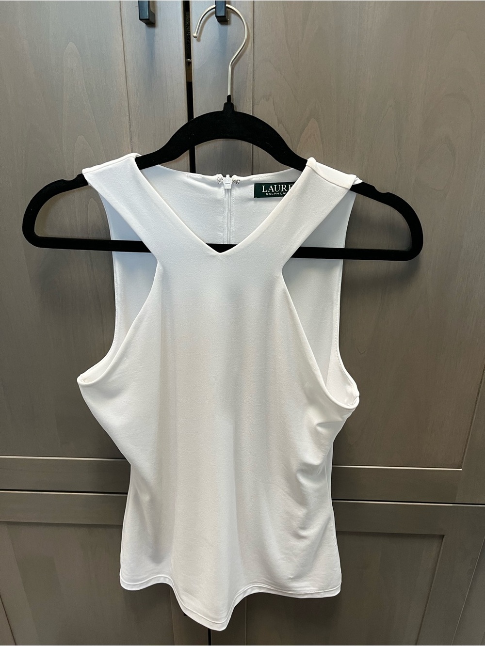 Ralph Lauren White Sleeveless V-Back Tank